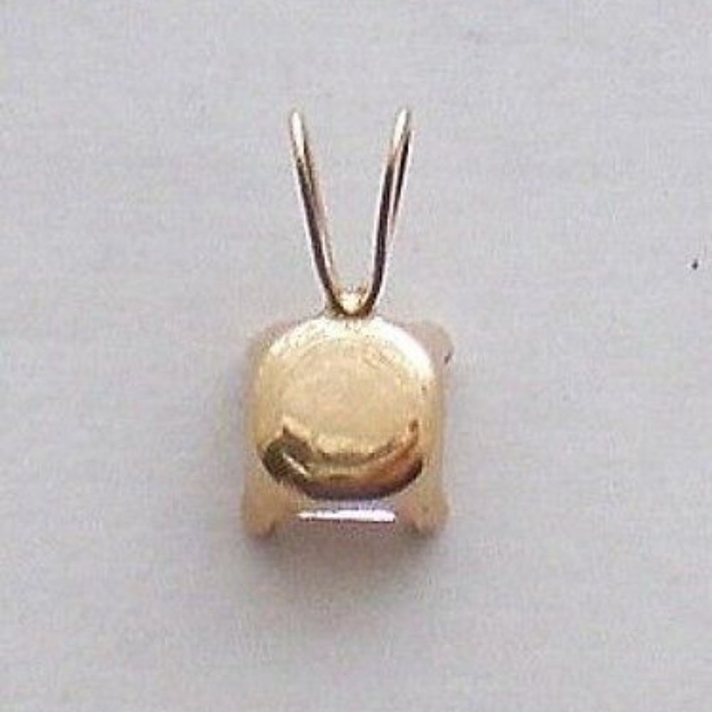 10K Yellow Gold 0.50CT Princess Cut CZ Solitaire Pendant Charm 10kt - Picture 2 of 2
